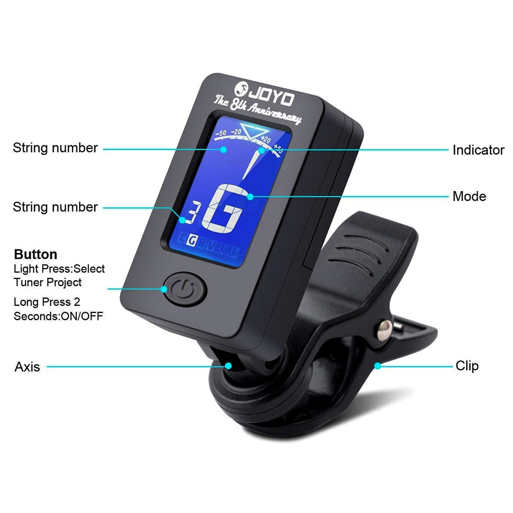 Гитарный тюнер JOYO JT-01, вра – обзор и цена Guitar Tuner Clip