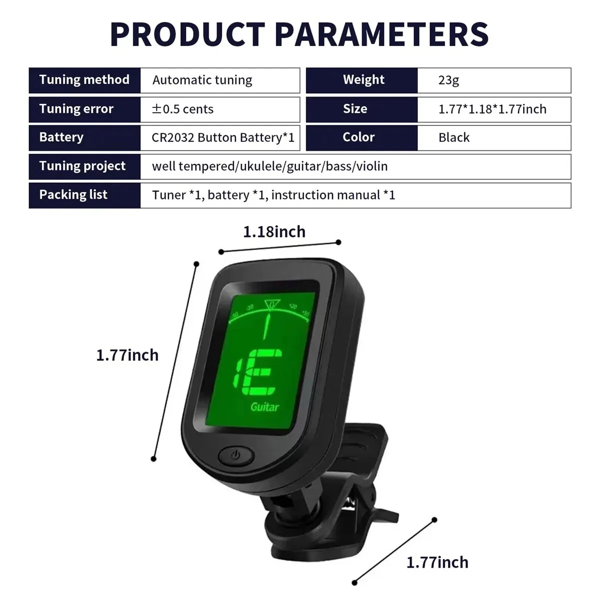 Бас-гитара, гавайская гитара,  – обзор и цена Guitar Tuner Clip